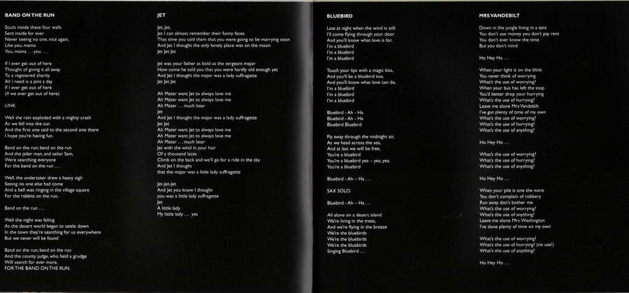 Booklet Pages (w/ lyrics), McCartney, Paul & Wings - Band On The Run