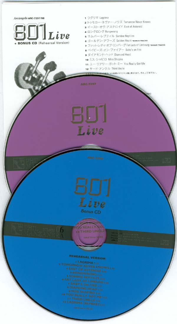 CDs and insert, 801 - Live (+2) (+CD)