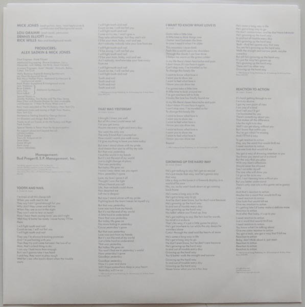 Inner sleeve side A, Foreigner - Agent Provocateur