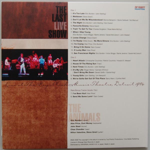 Back cover, Animals - The Last Live Show