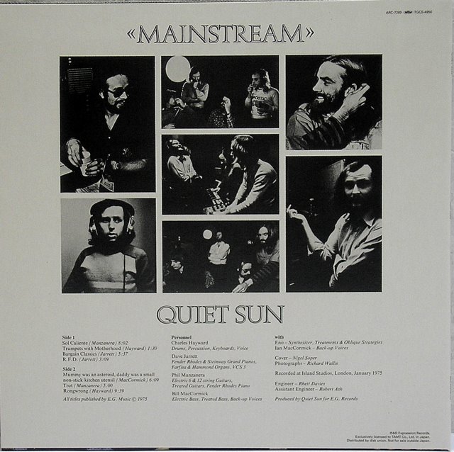 Back Cover, Quiet Sun - Mainstream 