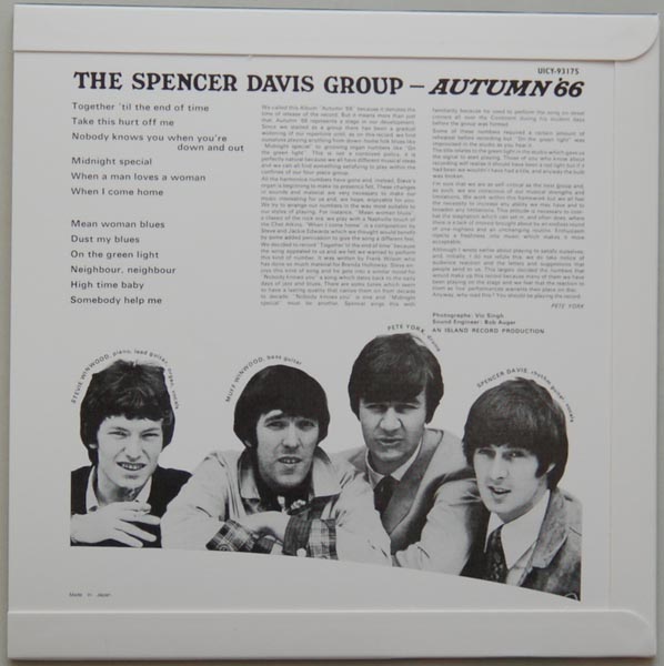 Back cover, Spencer Davis Group - Autumn'66 +8