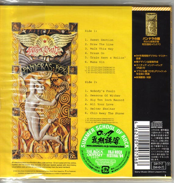 Back Cover, Aerosmith - Pandora's Toys