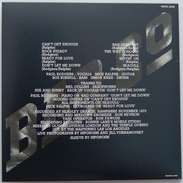 Back cover, Bad Company - Bad Company