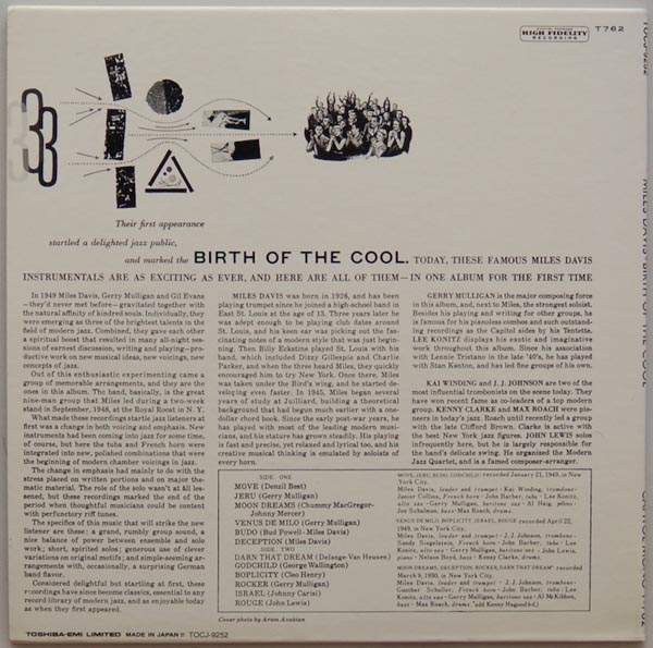 Back cover, Davis, Miles - Birth Of The Cool