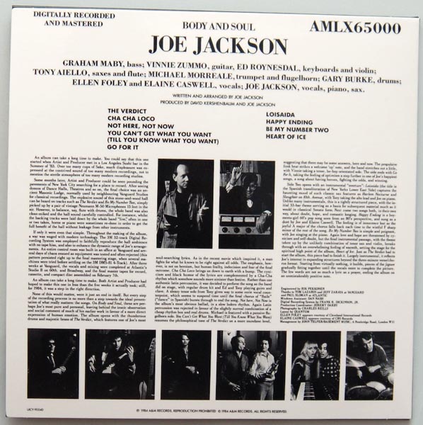 Back cover, Jackson, Joe - Body and Soul
