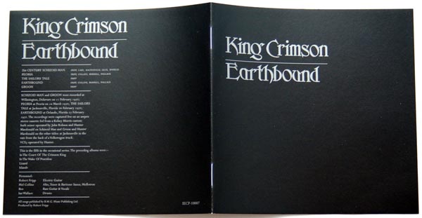 Booklet, King Crimson - Earthbound