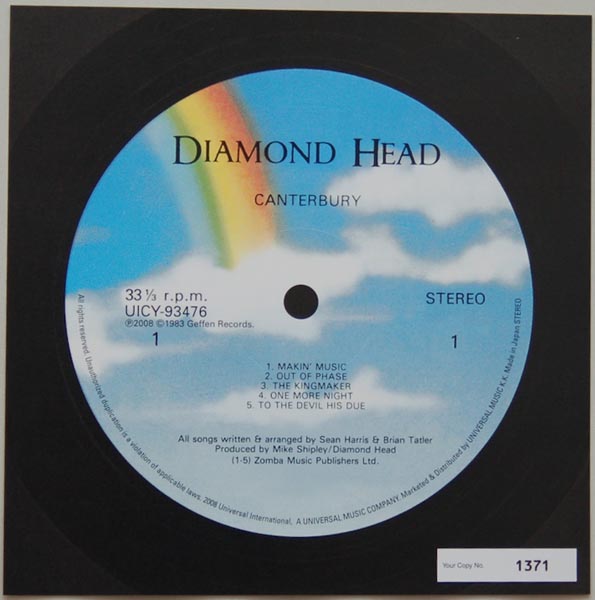 Front Label (numbered), Diamond Head - Canterbury 