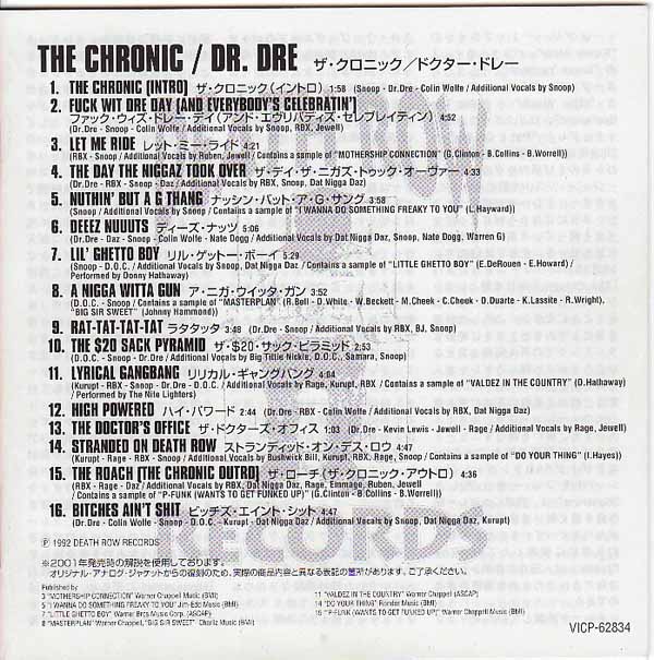 Lyric Book, Dr. Dre - The Chronic