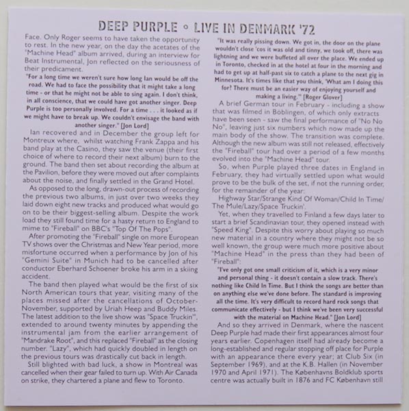 insert, Deep Purple - Live In Denmark '72