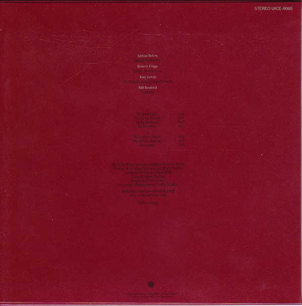 Back Cover, King Crimson - Discipline