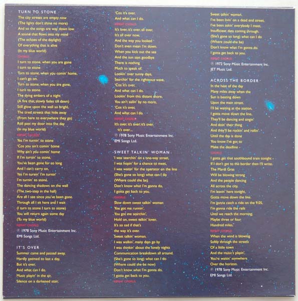 Inner sleeve 1 side B, Electric Light Orchestra (ELO) - Out Of The Blue