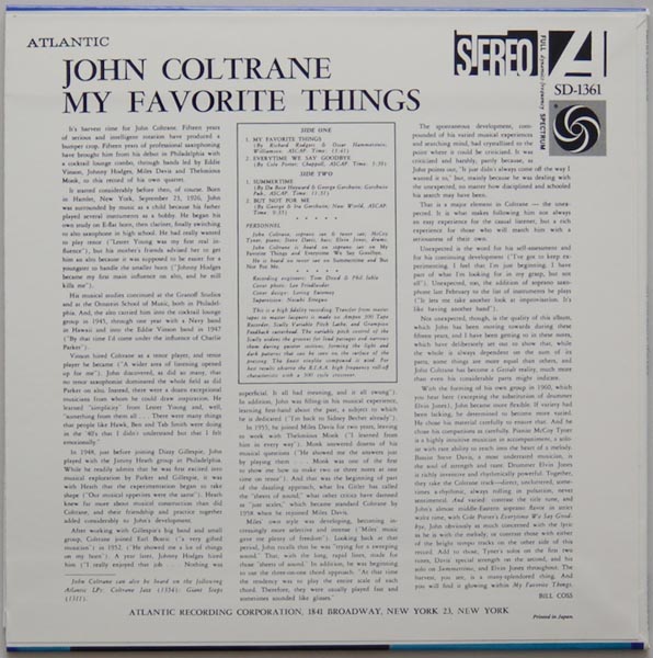 Back cover, Coltrane, John - My Favorite Things +2