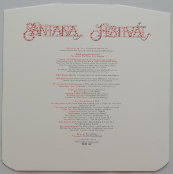 Inner sleeve B, Santana - Festival