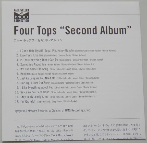 Lyric book, Four Tops - Second Album