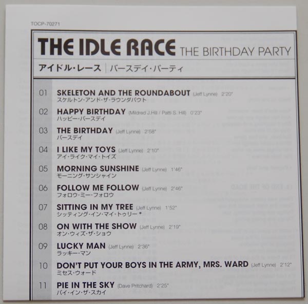 Lyric book, Idle Race (Jeff Lynne) - Birth Day Party