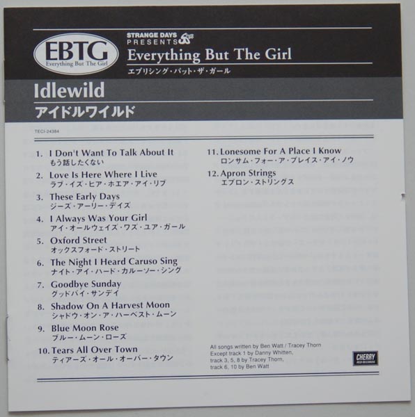 Lyric book, Everything But The Girl - Idlewild
