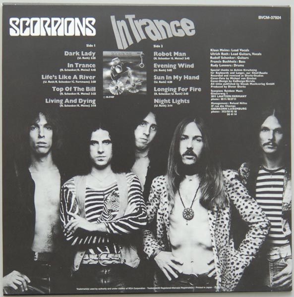 Back cover, Scorpions - In Trance