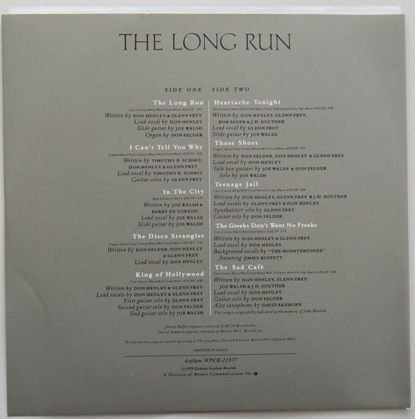 Inner sleeve side B, Eagles - The Long Run