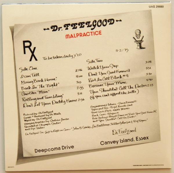 Back cover, Dr Feelgood - Malpractice