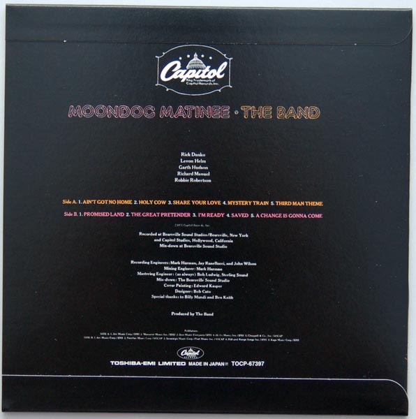 Back cover, Band (The) - Moondog Matinee +6