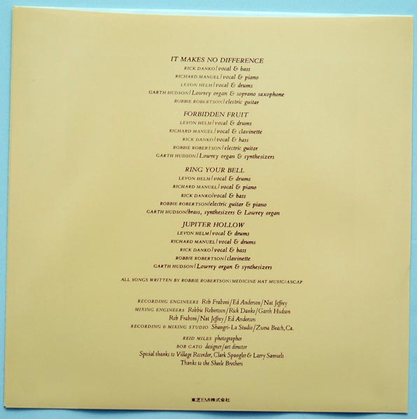 Inner sleeve B, Band (The) - Northern Lights - Southern Cross +2