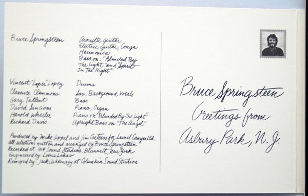 Postcard text, Springsteen, Bruce - Greetings From Asbury Park
