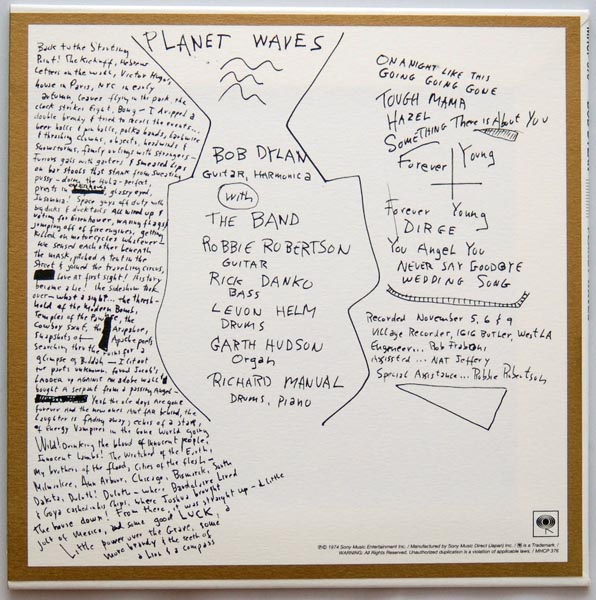 Back cover, Dylan, Bob - Planet Waves