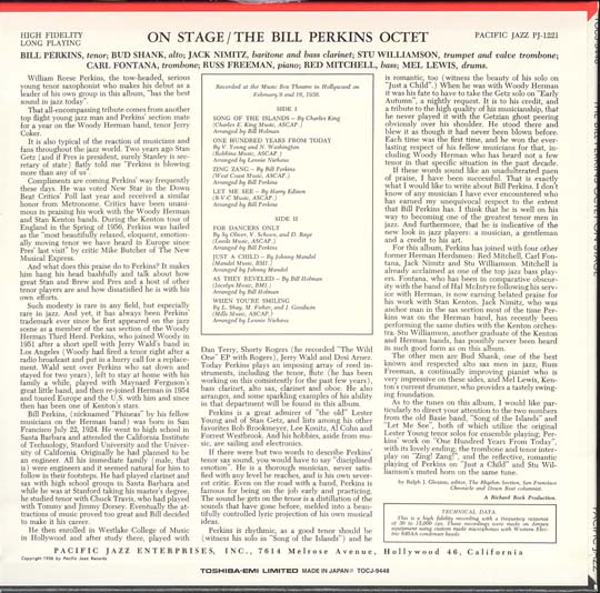 , Perkins, Bill - Bill Perkins Octet On Stage