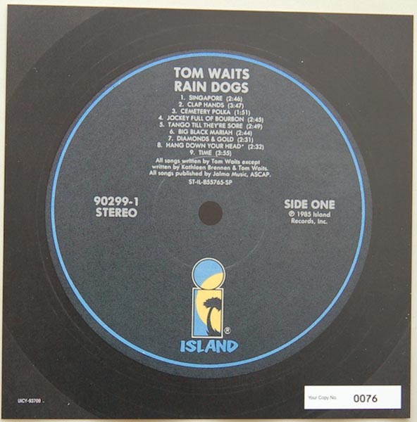 Font Label (numbered), Waits, Tom - Rain Dogs 