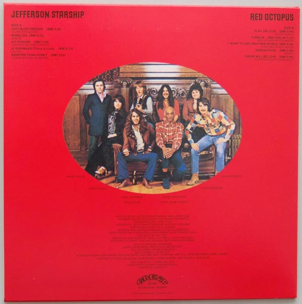Back cover, Jefferson Starship - Red Octopus