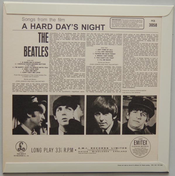 Back cover, Beatles (The) - A Hard Day's Night