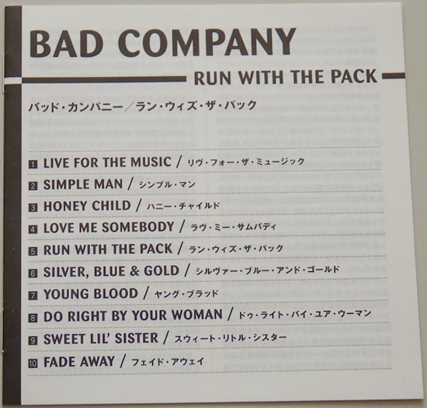 Lyric book, Bad Company - Run With The Pack