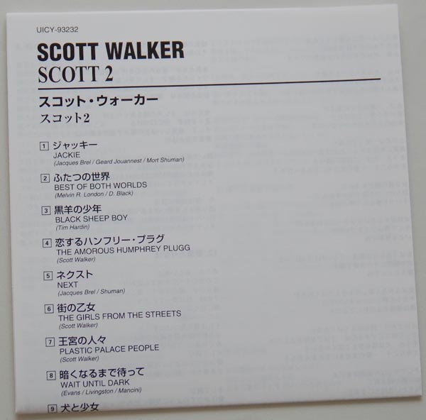 Lyric book, Walker, Scott - Scott 2