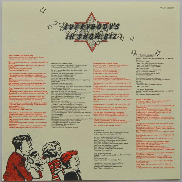 Inner sleeve side A, Kinks (The) - Everybody's In Show-Biz