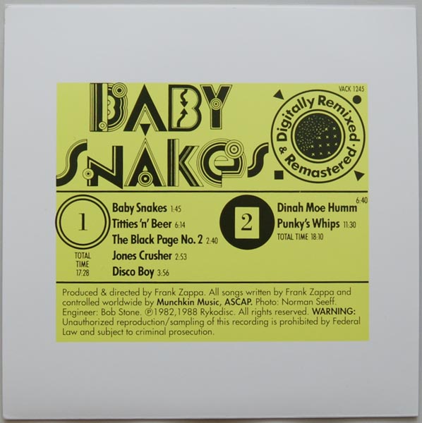 Card Front, Zappa, Frank - Baby Snakes