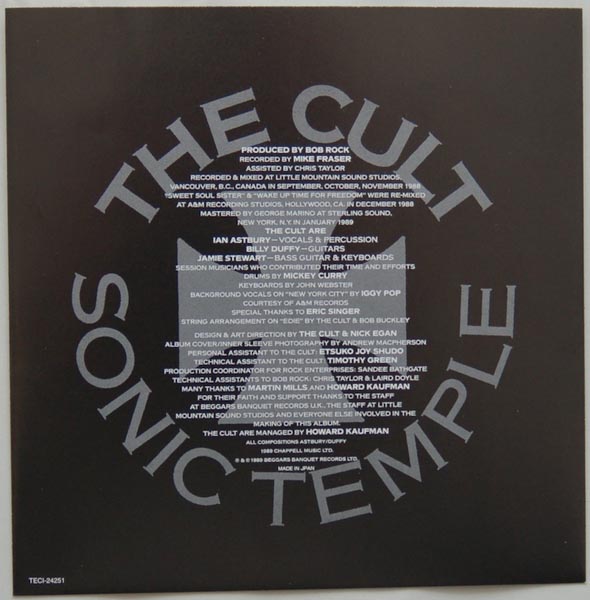 Inner sleeve side B, Cult (The) - Sonic Temple