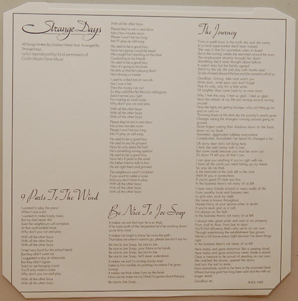 Inner sleeve side A, Strange Days - 9 Parts to the wind