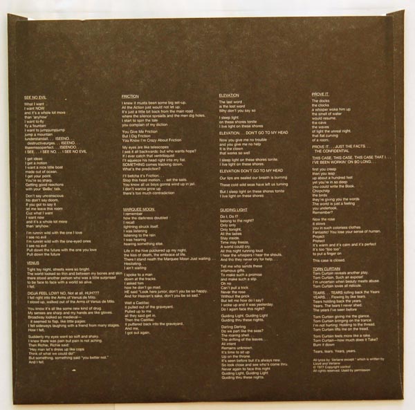 inner sleeve B, Television - Marquee Moon