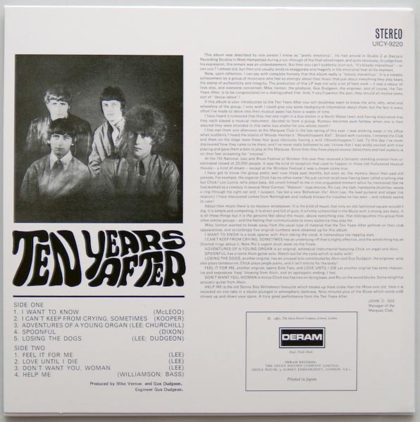 Back cover, Ten Years After - Ten Years After +6