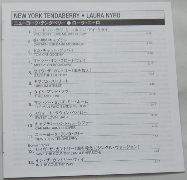 Lyric book, Nyro, Laura - New York Tenderberry