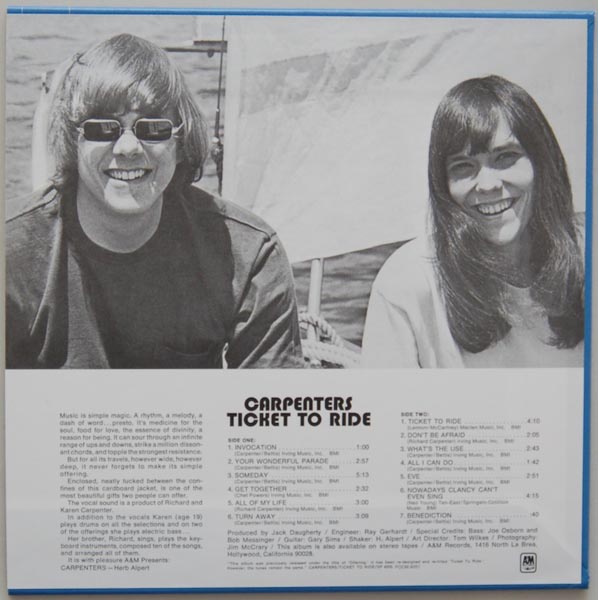 Back cover, Carpenters - Ticket to Ride