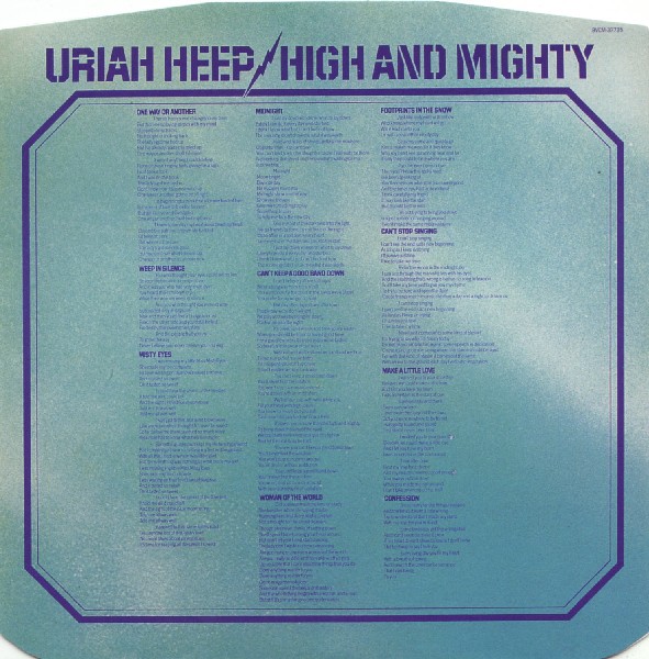 innersleeve side B, Uriah Heep - High And Mighty (+8)