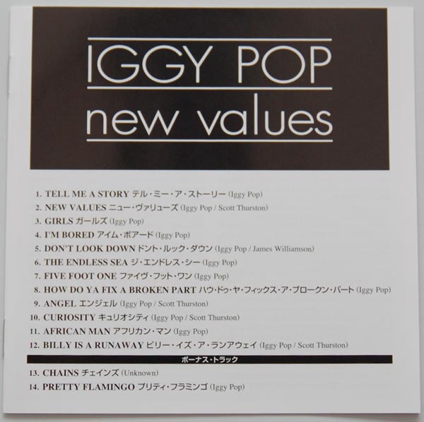 Lyric book, Pop, Iggy - New Values