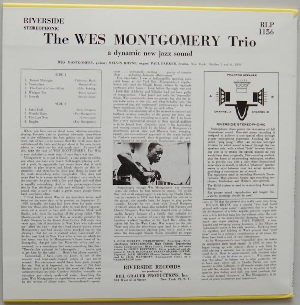 Back cover, Montgomery, Wes (Trio) - A Dynamic New Jazz Sound