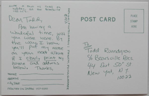 Postcard back, Rundgren, Todd - Wizard, A True Star