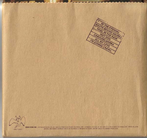 Outer Paper Bag (back), Led Zeppelin - In Through The Out Door