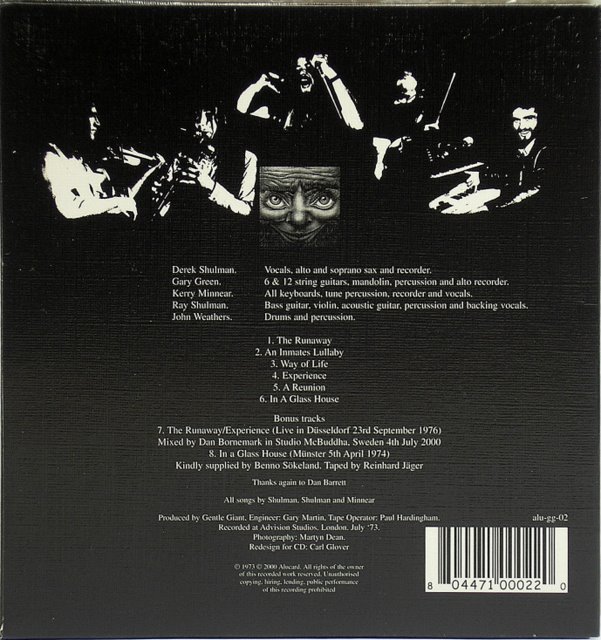Back Cover, Gentle Giant - In a Glass House