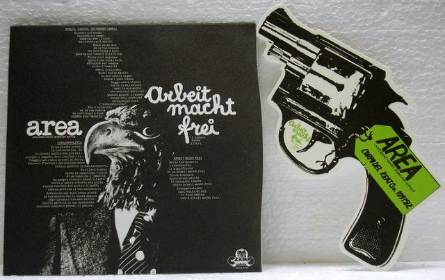 Inner records sleeve and Cardboard Gun lp replicas, Area - Arbeit Macht Frei
