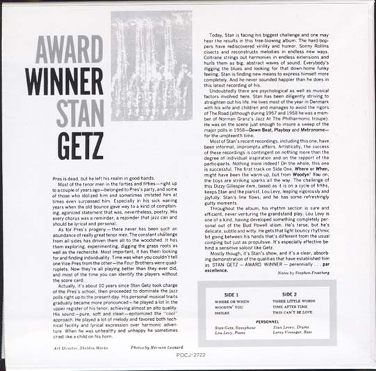 , Getz, Stan - Award Winner